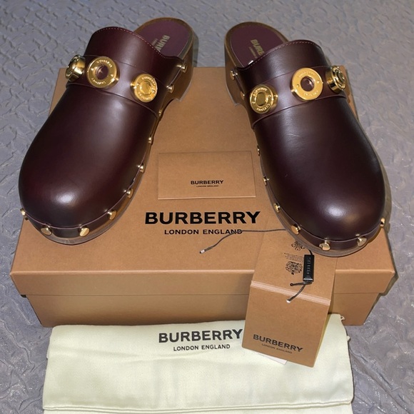 NWT Burberry Ophelia mules excellent condition size 39 dark burgundy color - Picture 5 of 8